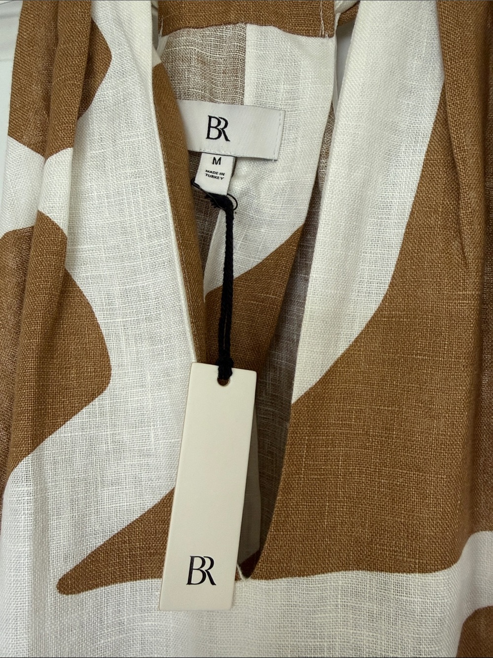 NWT Banana Republic Brown and White Abstract Print Maxi Dress Size Medium - Picture 2 of 5